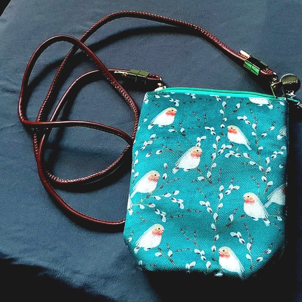 🐦🌿NEW Teal Bird Print Shoulder Travel Phone Bag